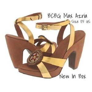 BCBG Max Azria Shoes Sandals Strappy Heel Metallic Alhambra 8.5 US New In Box